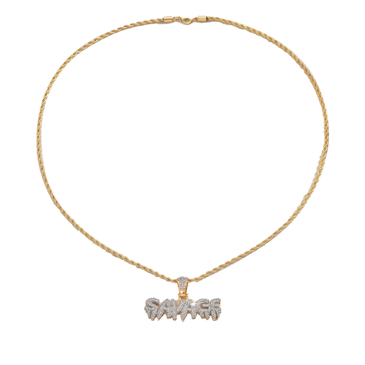 Minimalist Letter Shape Alloy Pendant Necklace with Rhinestone Inlay for Women