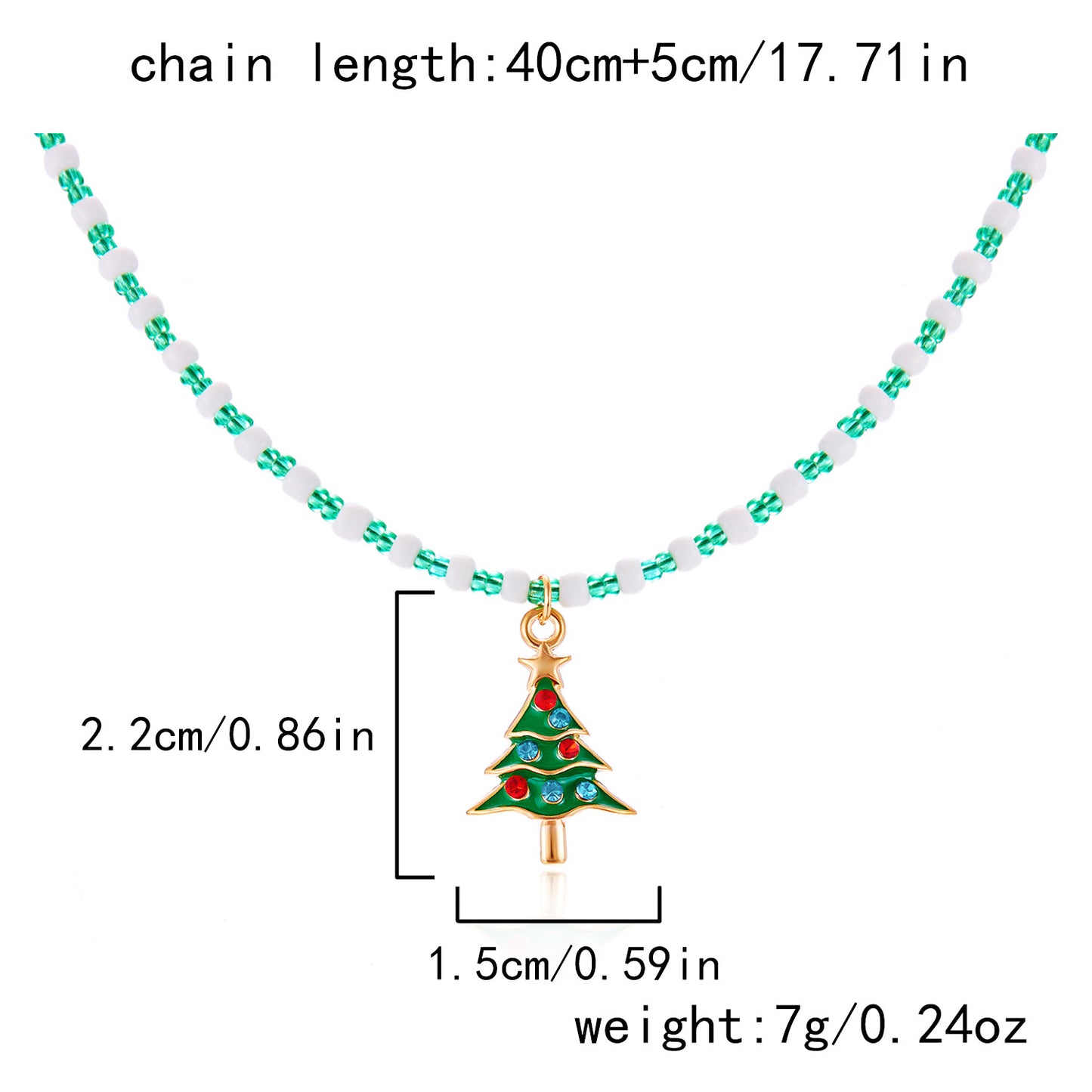 Collar con colgante de árbol de Navidad con Papá Noel y muñeco de nieve de estilo vintage francés para mujer con perlas de imitación y acabado esmaltado