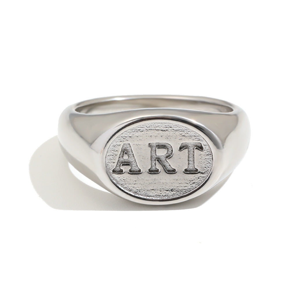 Minimalist Luxury 18K Gold Plated Stainless Steel Oval Letter Ring for Women