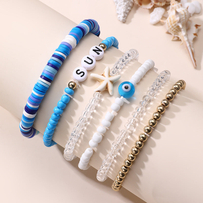 Set braccialetti in resina a forma di stella bohémien a tema oceano e spiaggia per bambine dai 6 ai 10 anni