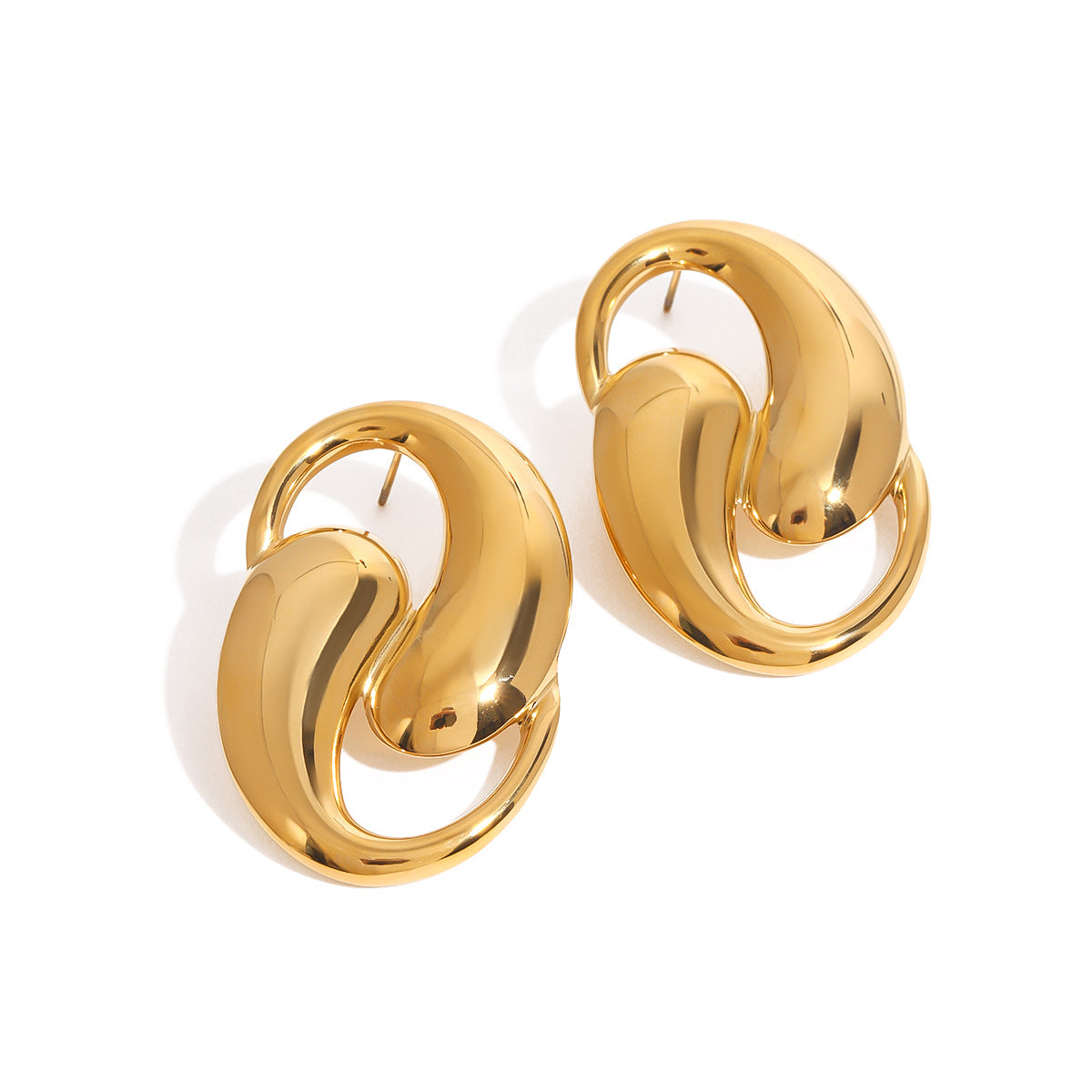 Minimalist Geometric Plated Stainless Steel Titanium Stud Earrings for Women