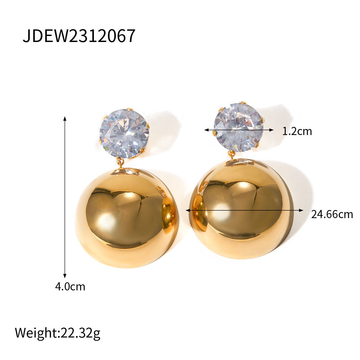 Orecchini a perno da donna in acciaio di titanio con design geometrico minimalista e intarsio di zirconi, in acciaio inossidabile galvanizzato