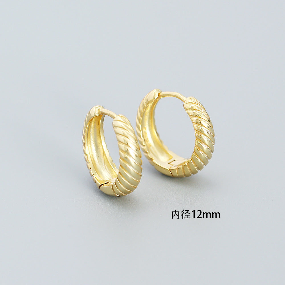 Orecchini a Cerchio Minimalisti Placcati Geometrici in Argento Sterling 925