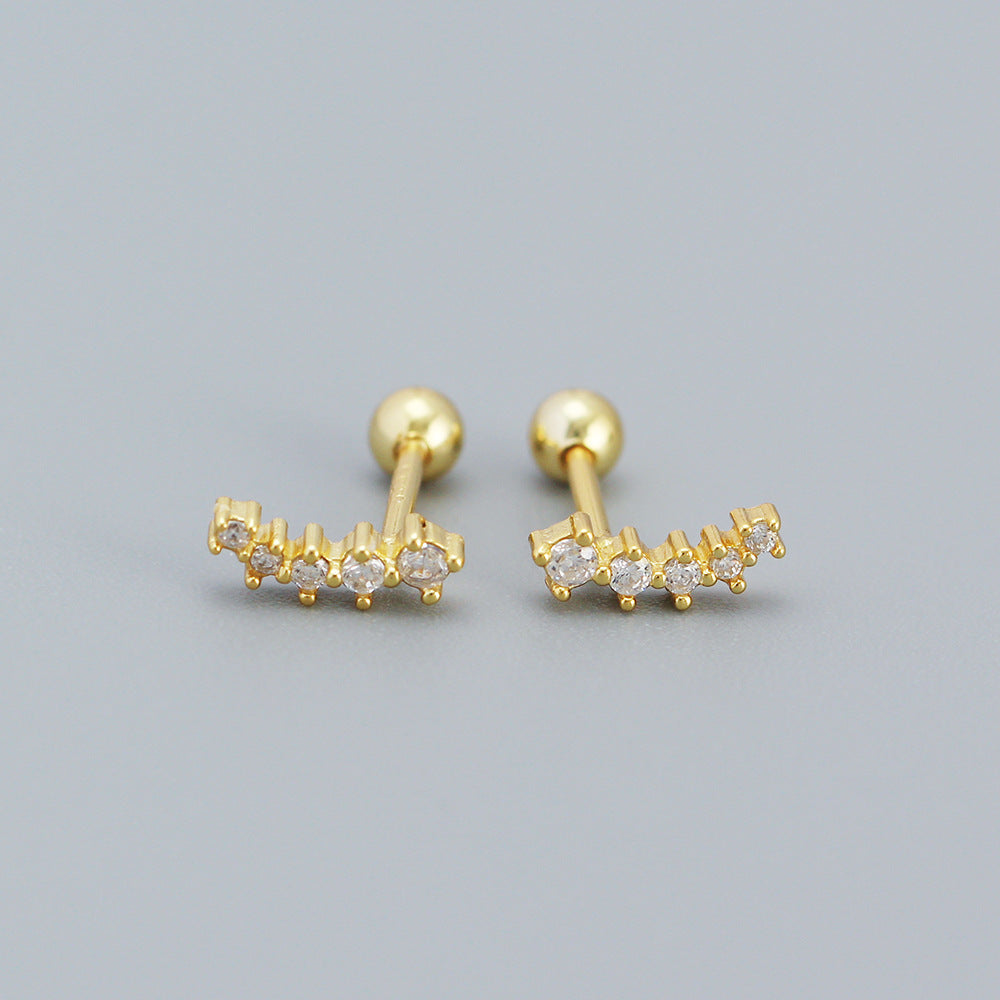 Orecchini a Vite da Donna in Argento Sterling S925, con Strass Geometrici, Stile Fresco e Dolce