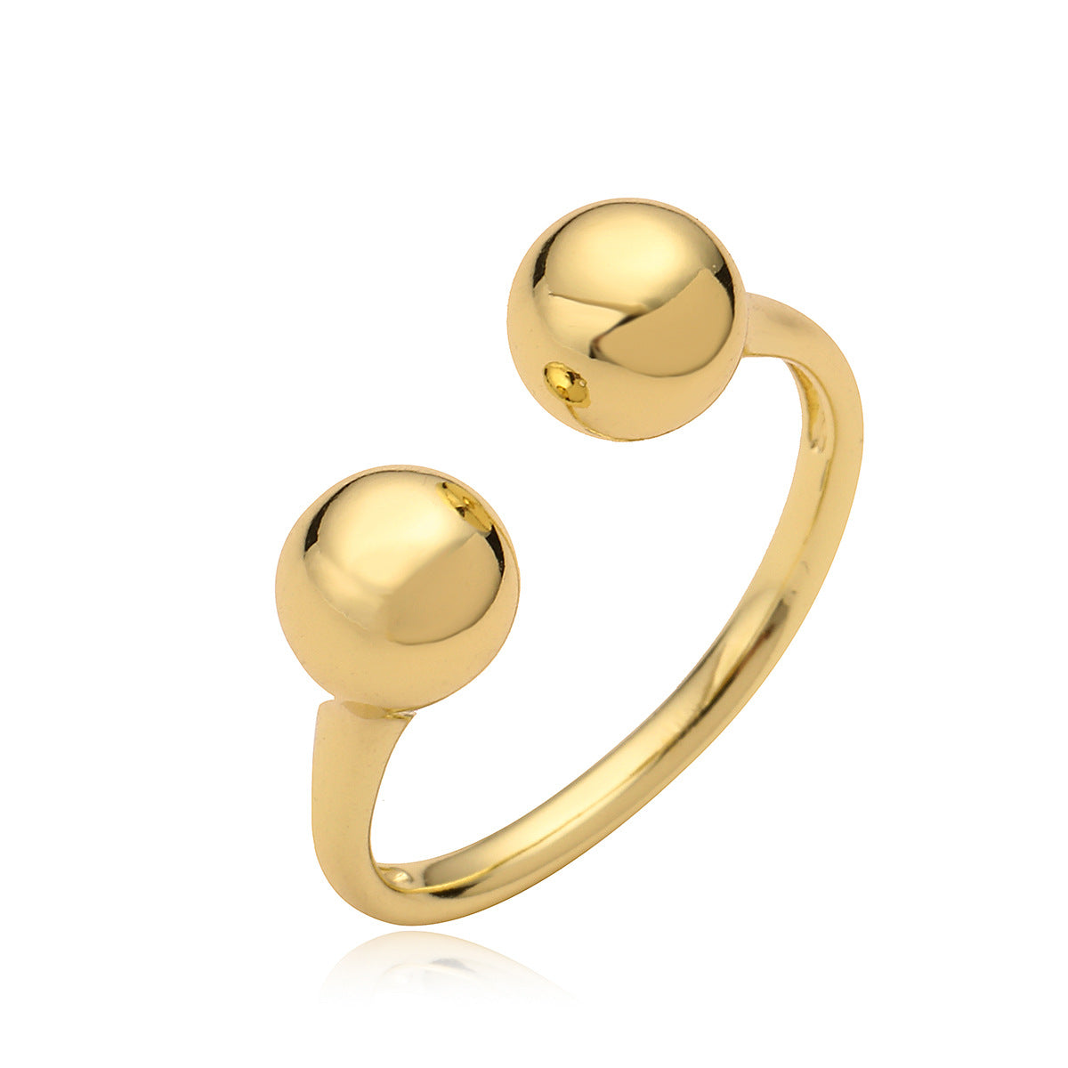 Minimalist Geometric Open-Fit Copper Ring with Gold Plating for Women