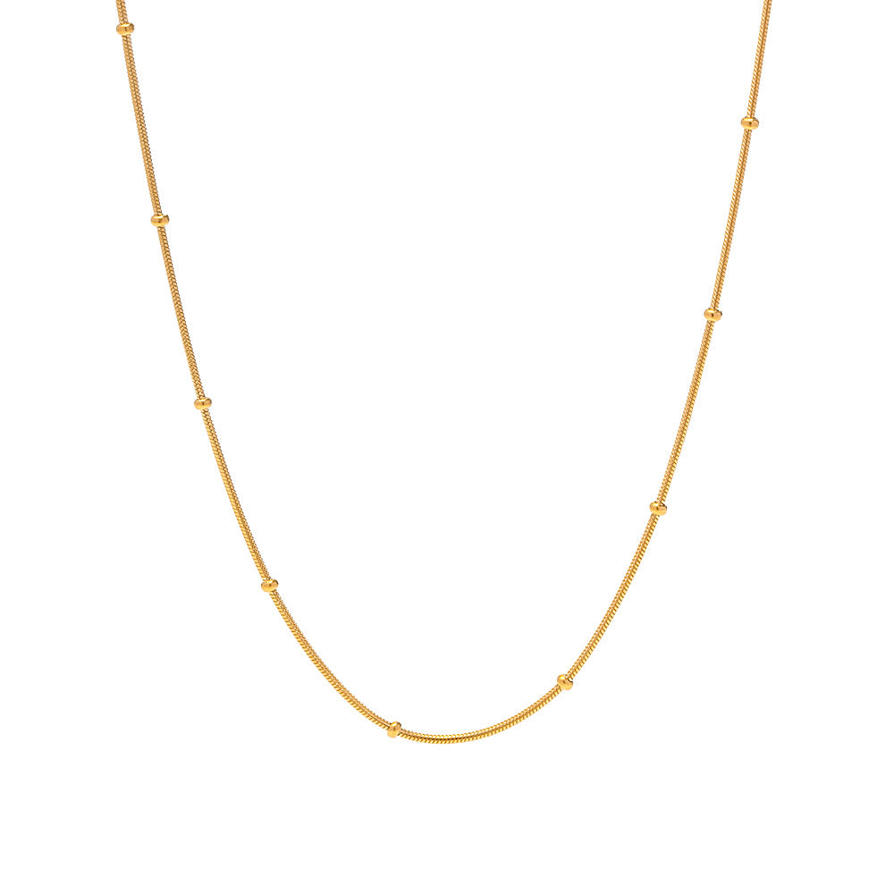 Collar Minimalista Geométrico de Acero Inoxidable con Acabado Chapado y Cadena de Serpiente para Mujer