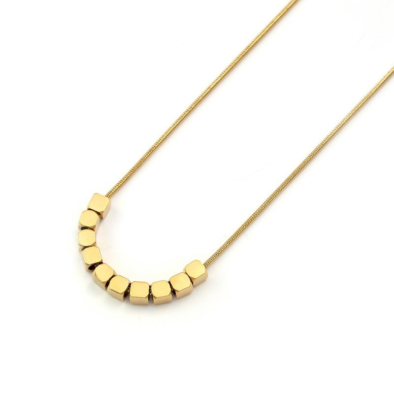 Geometric Titanium Steel Plated Lips Necklace for Women with Adjustable Length and Minimalist Aesthetic