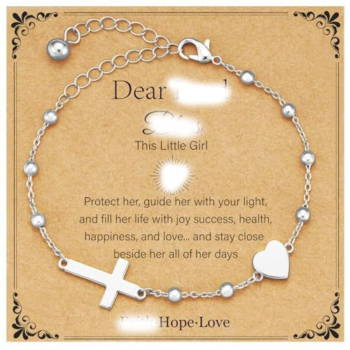 Elegant Gold Plated Stainless Steel Cross Heart Geometric Round Ball Chain Bracelet for Women