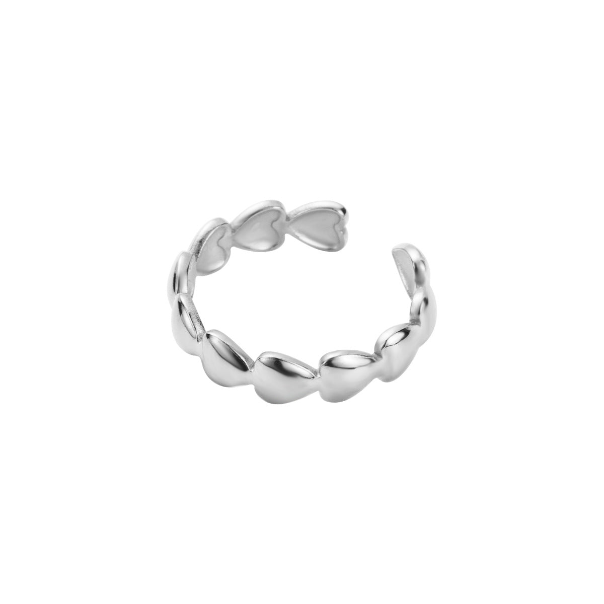 Anillo minimalista de acero inoxidable con forma de corazón para mujer con diseño de banda abierta y acabado chapado