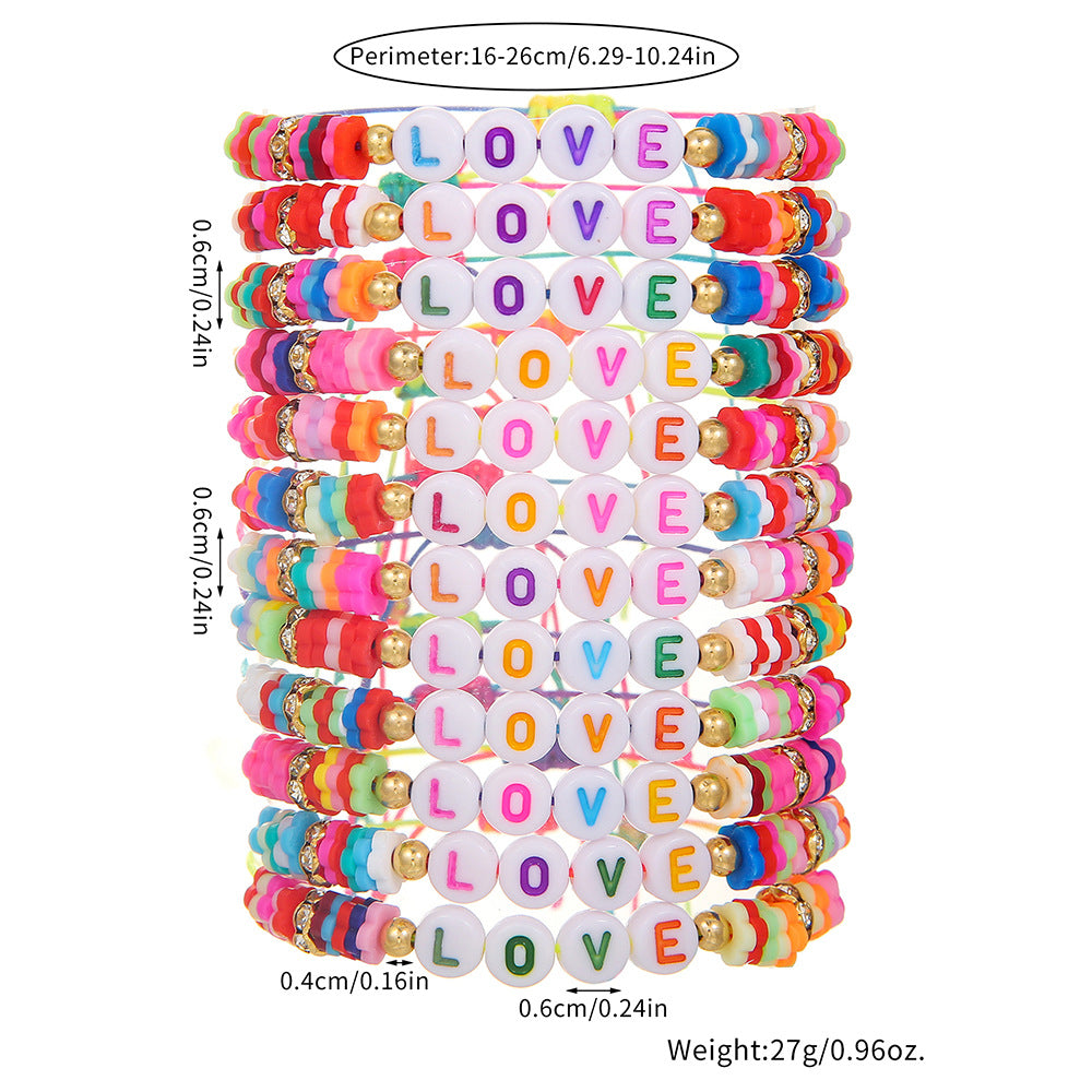 Colorful Letter LOVE Geometric Resin Bracelet for Unisex