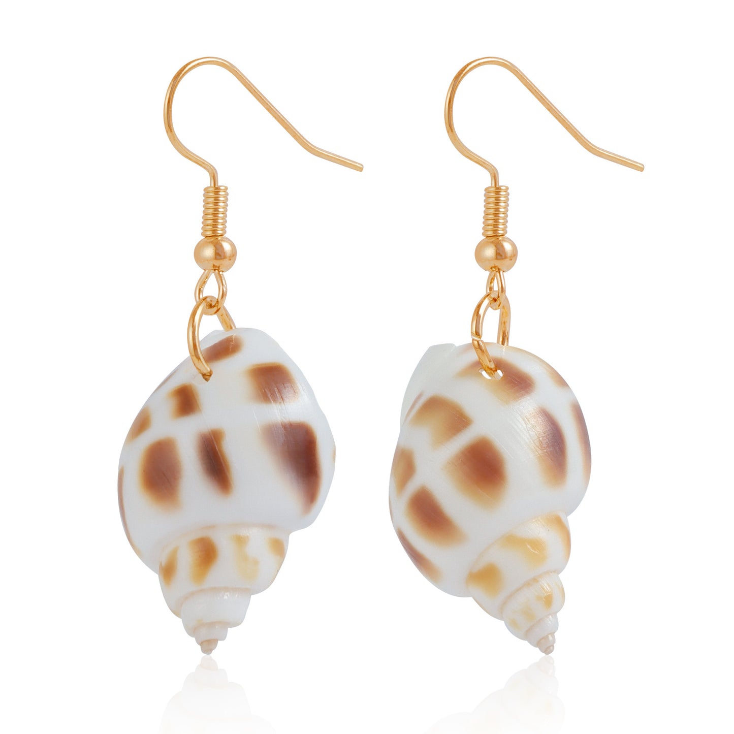 Pendientes con forma de concha marina y estrella de estilo vintage para mujer con acabado chapado y detalles de perlas