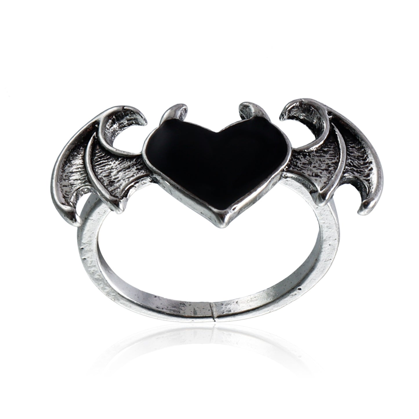 Collar colgante Punk Corazón Oscuro con alas de esmalte y cadena de aleación chapada para mujer