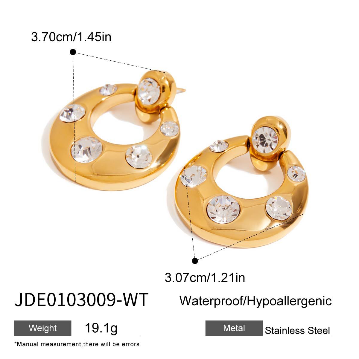 Elegant Geometric Round Cubic Zirconia Plated Stainless Steel Titanium Steel Post Earrings for Women