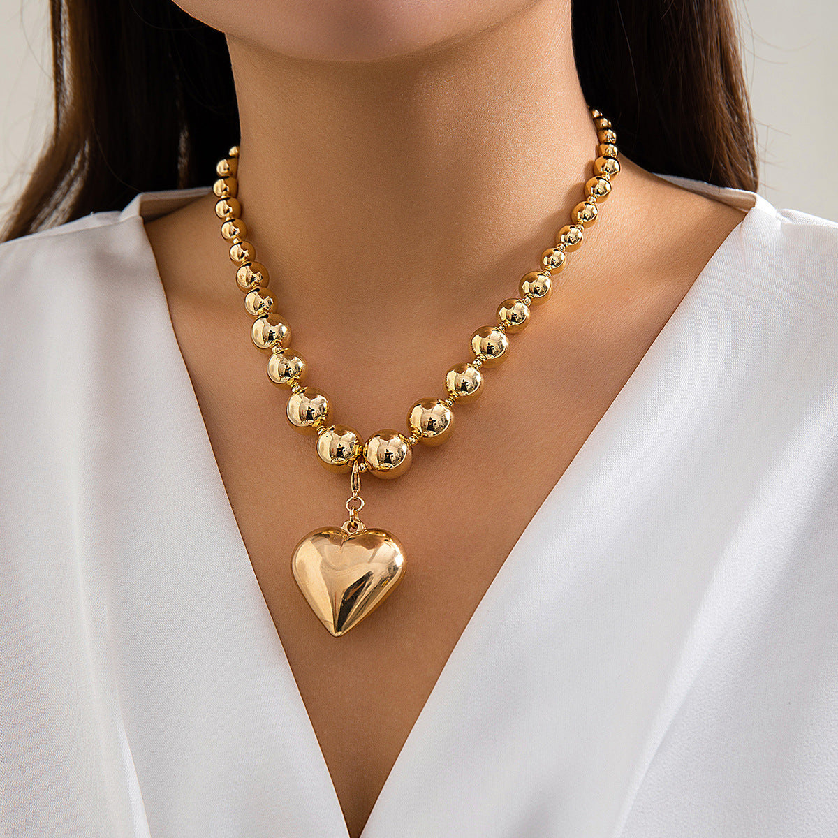 Punk Geometric Round Beaded Choker Necklace for Women