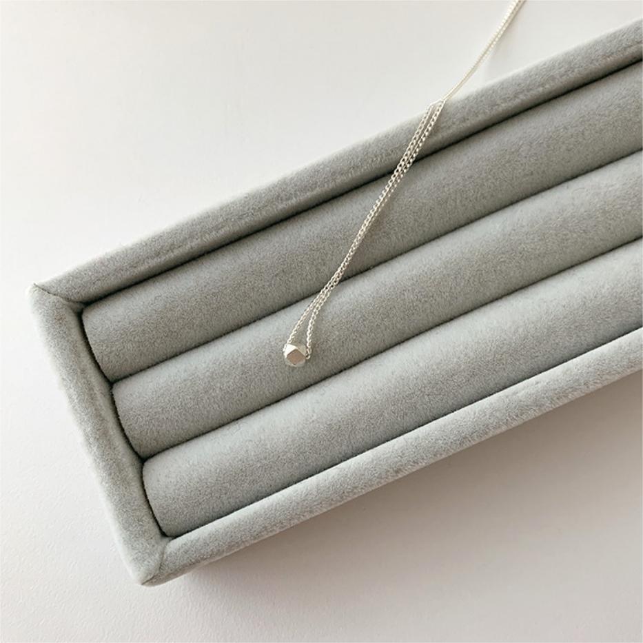 Minimalist Geometric Square-Cut Pendant Necklace in 925 Sterling Silver with Rhodium Plating and Rainbow Accents on Snake Chain