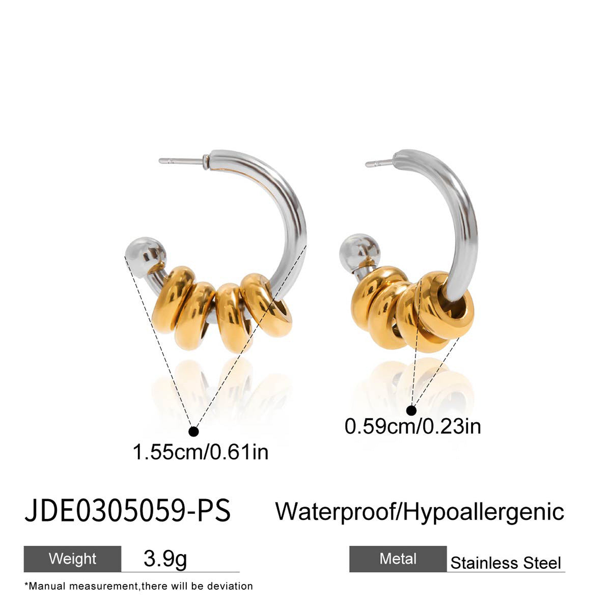 Pendientes de clip de acero inoxidable geométricos para mujer con acabado chapado, joyería de oreja minimalista y de moda