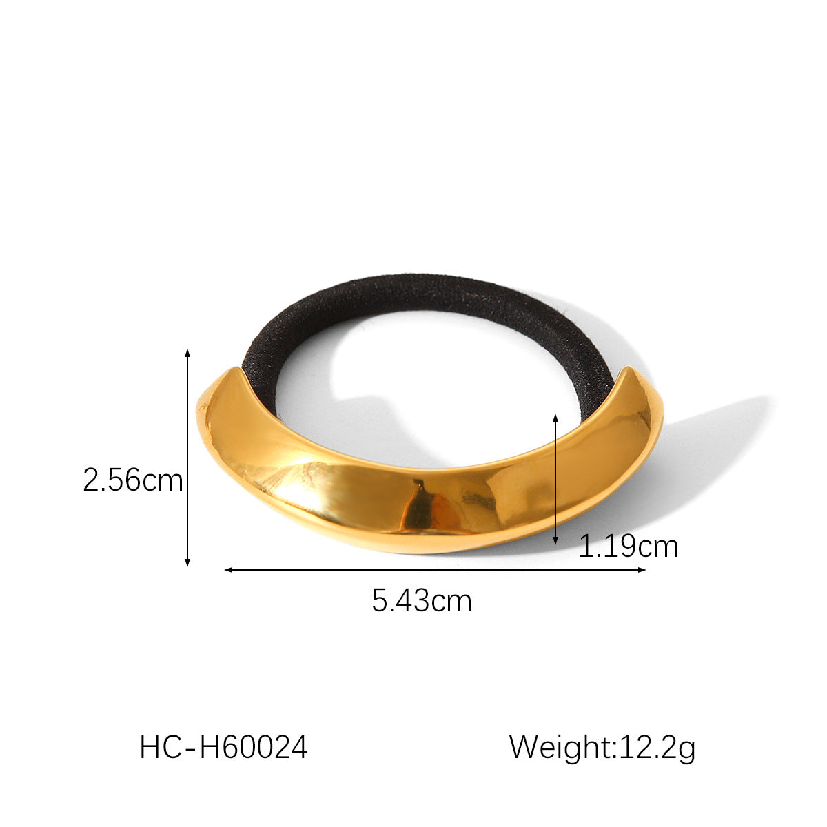 Fascia per capelli con fiocco curvo in acciaio inossidabile placcato oro 18K in stile Ins alla moda