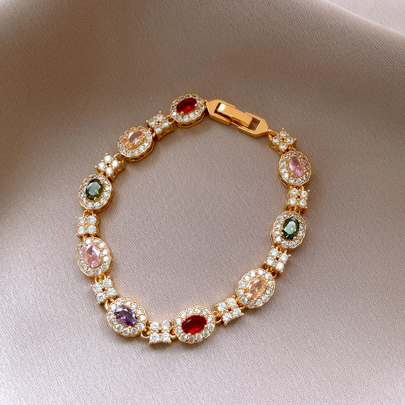 Elegant Gold Plated Brass Butterfly Floral Cubic Zirconia Bracelet for Women