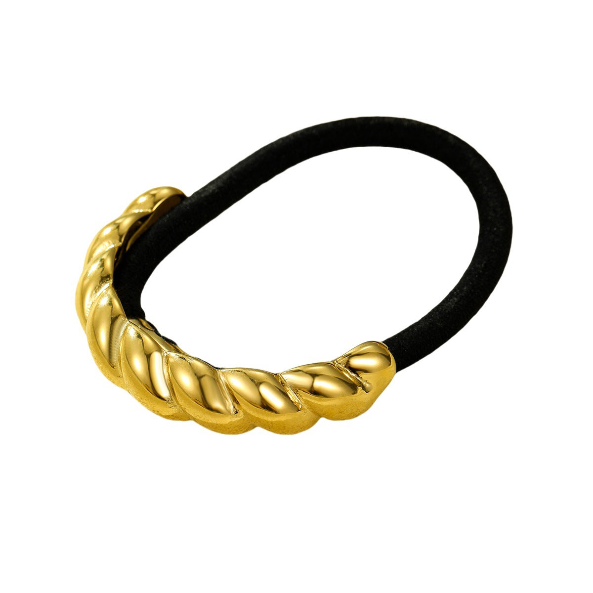 Coletero de Acero de Titanio con Diseño de Nudo Retorcido y Baño de Oro de 18 Quilates para Mujer, Accesorio Minimalista de Alta Elasticidad