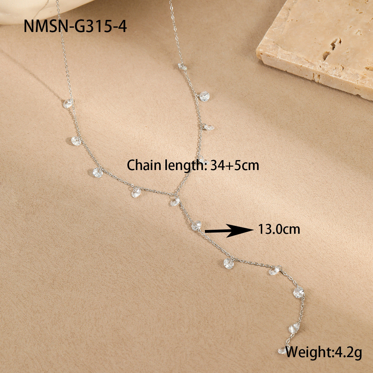 Collana da donna a Y geometrica minimalista in acciaio inossidabile placcato oro 18K con accenti di zirconi colorati
