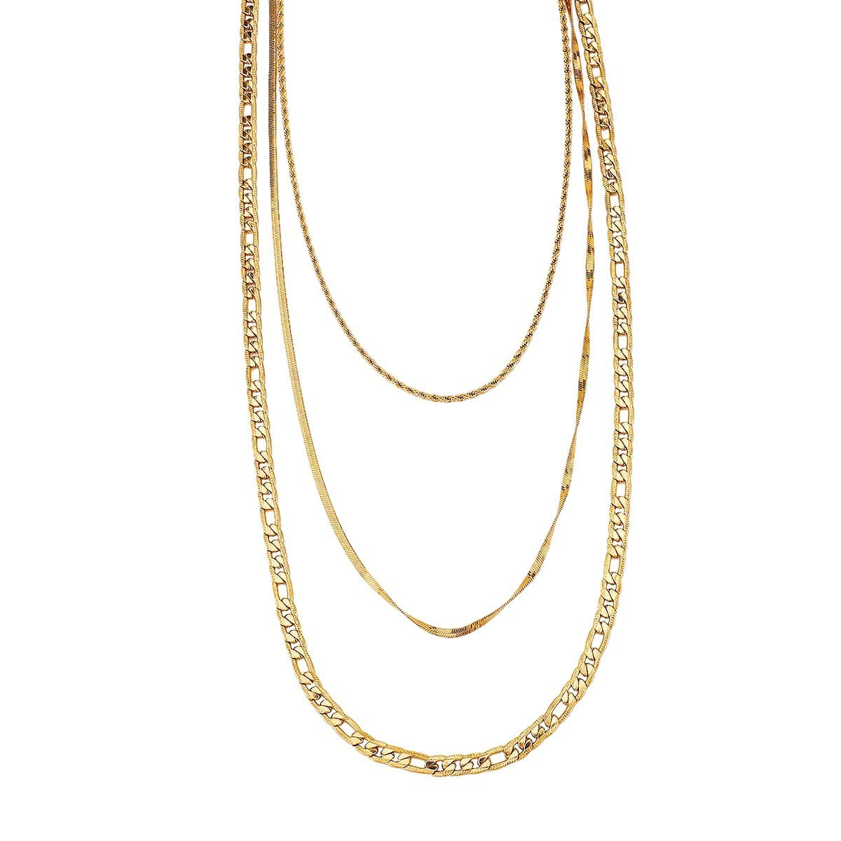 Hip-hop Geometric Stainless Steel Plated Multi-layer Snake and Serpentine Chain Necklace for Women