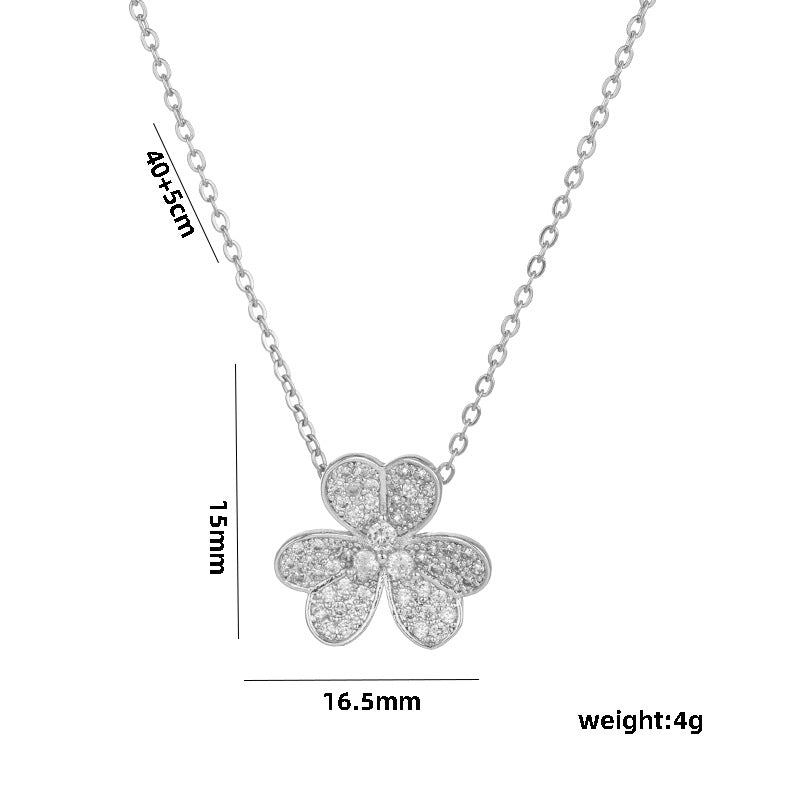 Collana Pendente Trifoglio Minimalista da Donna in Acciaio al Titanio Placcato Oro e Argento, Stile Medaglione con Catena a O