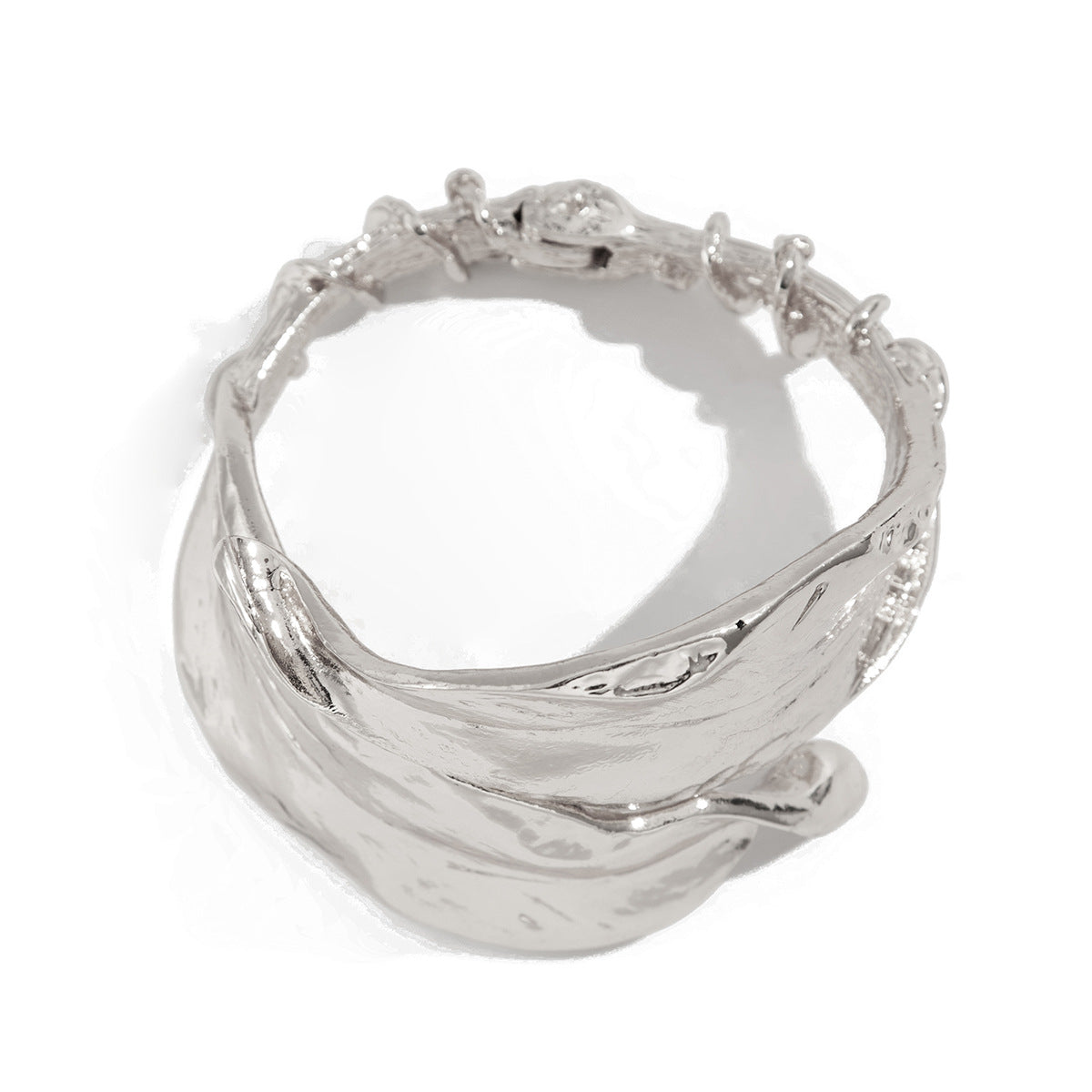 Exaggerated Irregular Leaf Plated Alloy Bracelet for Women