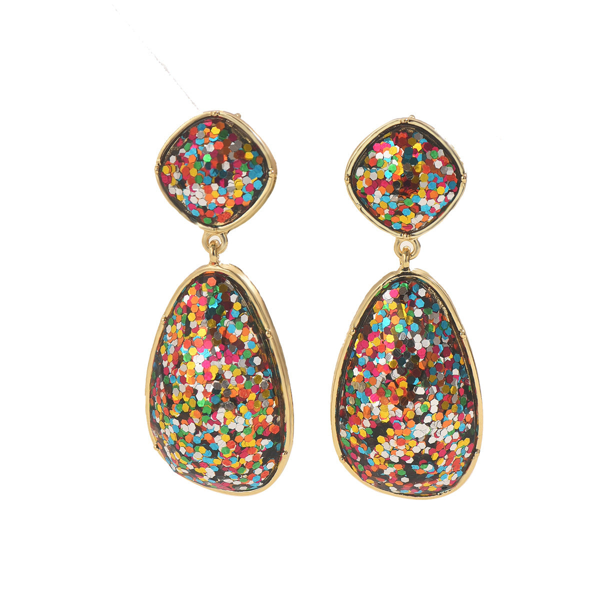 Pendientes minimalistas geométricos de aleación de zinc con circonitas y postes de acero inoxidable para mujer