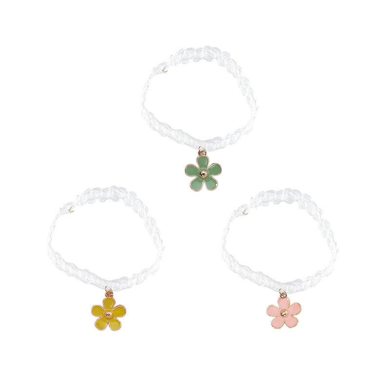 Set di collana girocollo floreale con margherite fatta a mano per bambini, con fascia in tessuto e design stile principessa