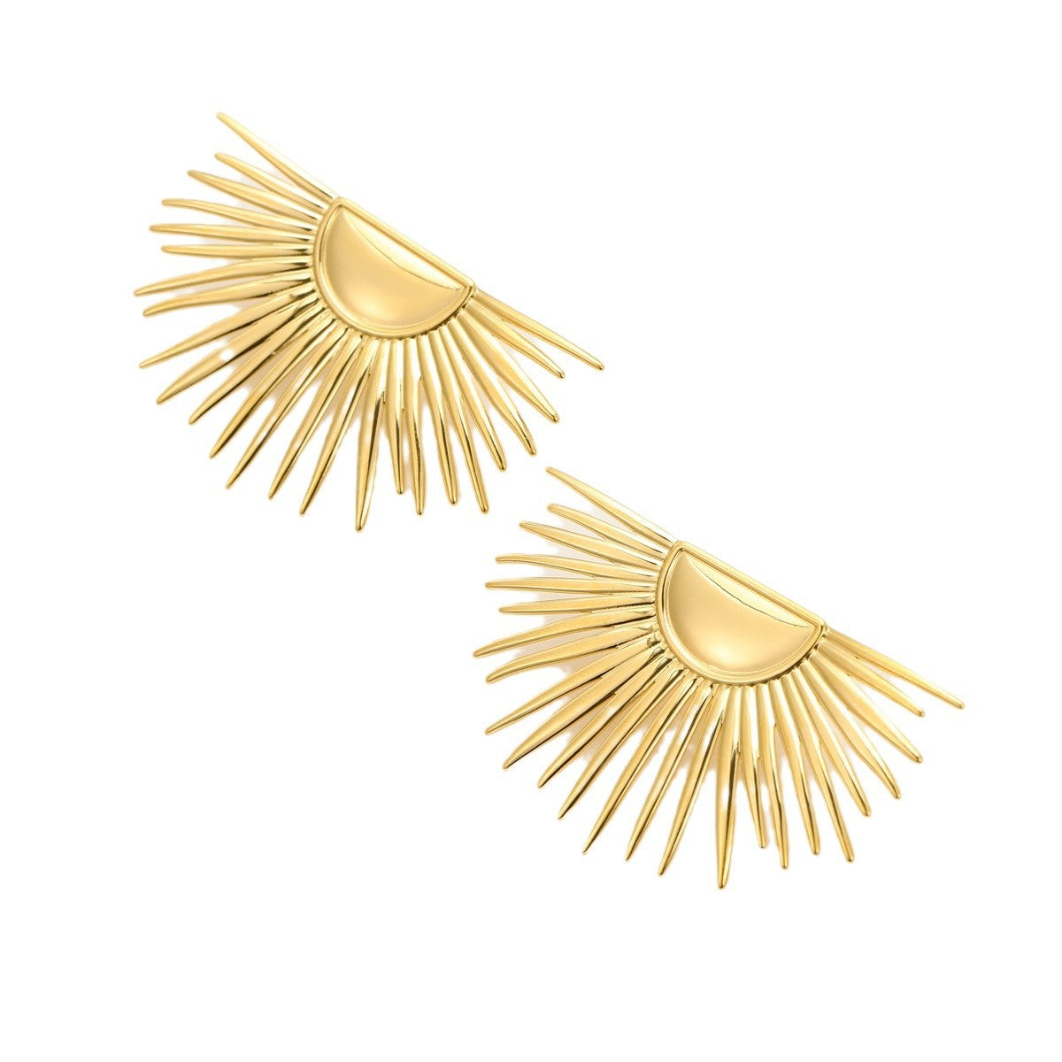 Orecchini a perno da donna in acciaio inossidabile a forma di girasole in stile vintage con finitura galvanica