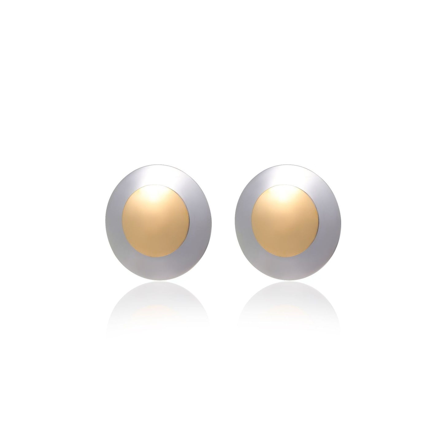 Pendientes Minimalistas Redondos de Acero Inoxidable con Chapado en Oro de 18K, Diseño Liso Bicolor para Mujer