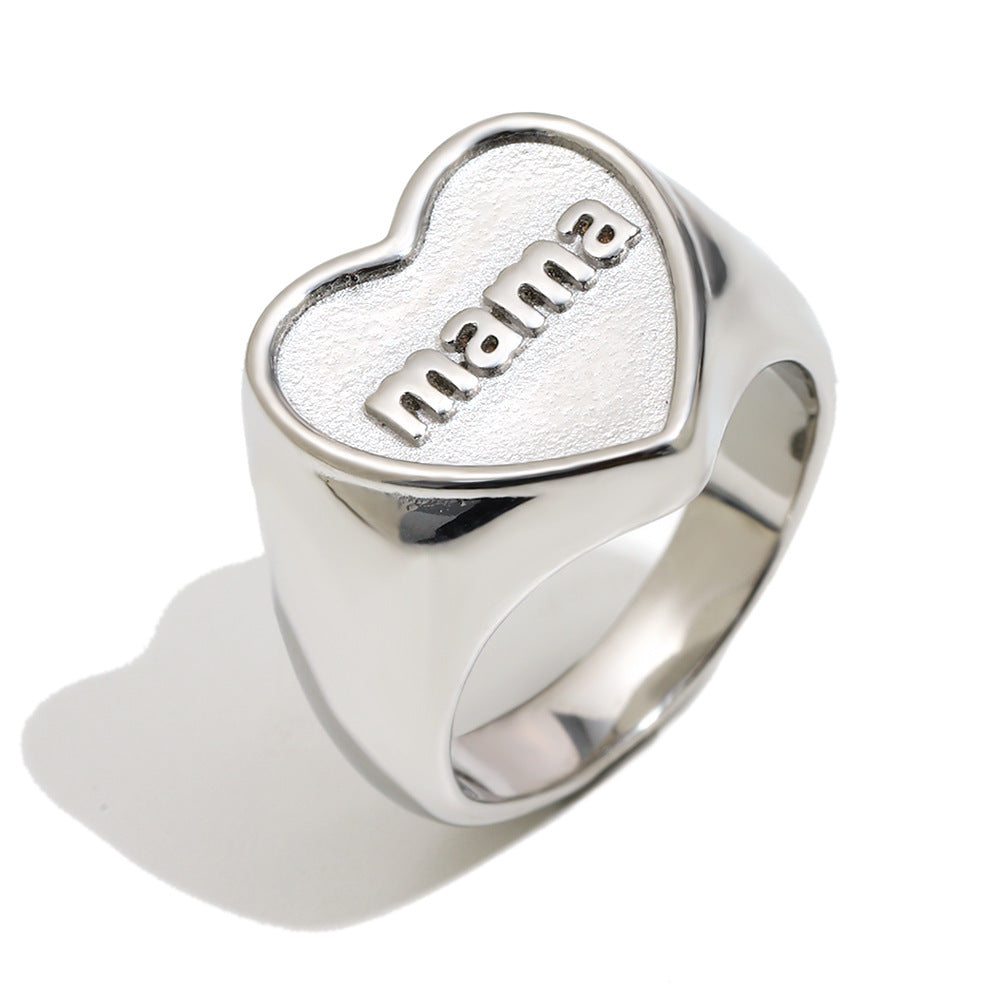 Anillo minimalista de acero inoxidable con forma de corazón y baño de oro de 18 quilates para mujer — Joyería para mamás