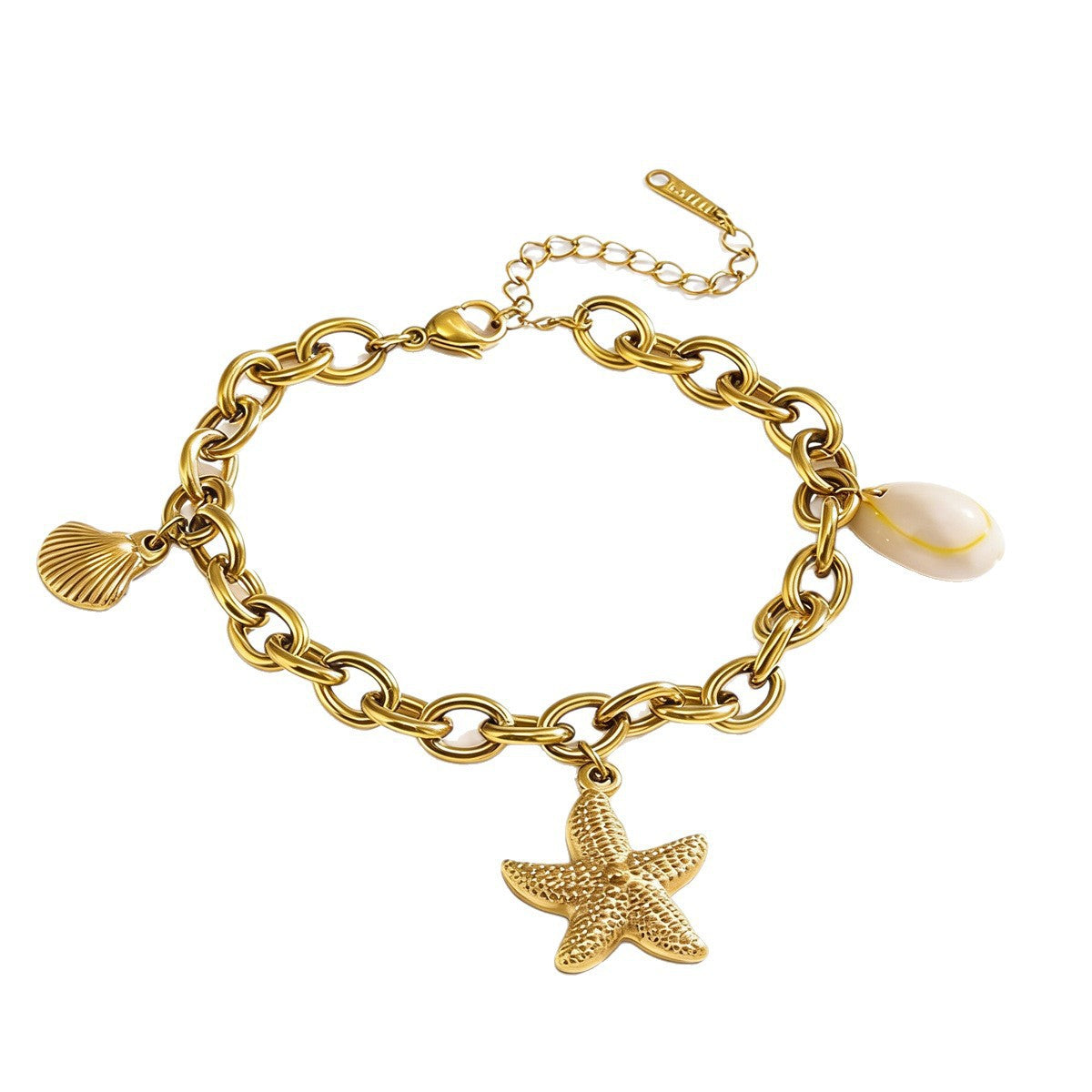 Elegant Stainless Steel Starfish and Shell Bracelet Plated Beach Style Jewelry for Women