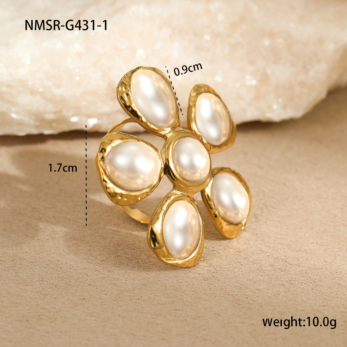 Vintage 18K Gold Plated Stainless Steel Hammered Cat Eye Flower Earrings for Women