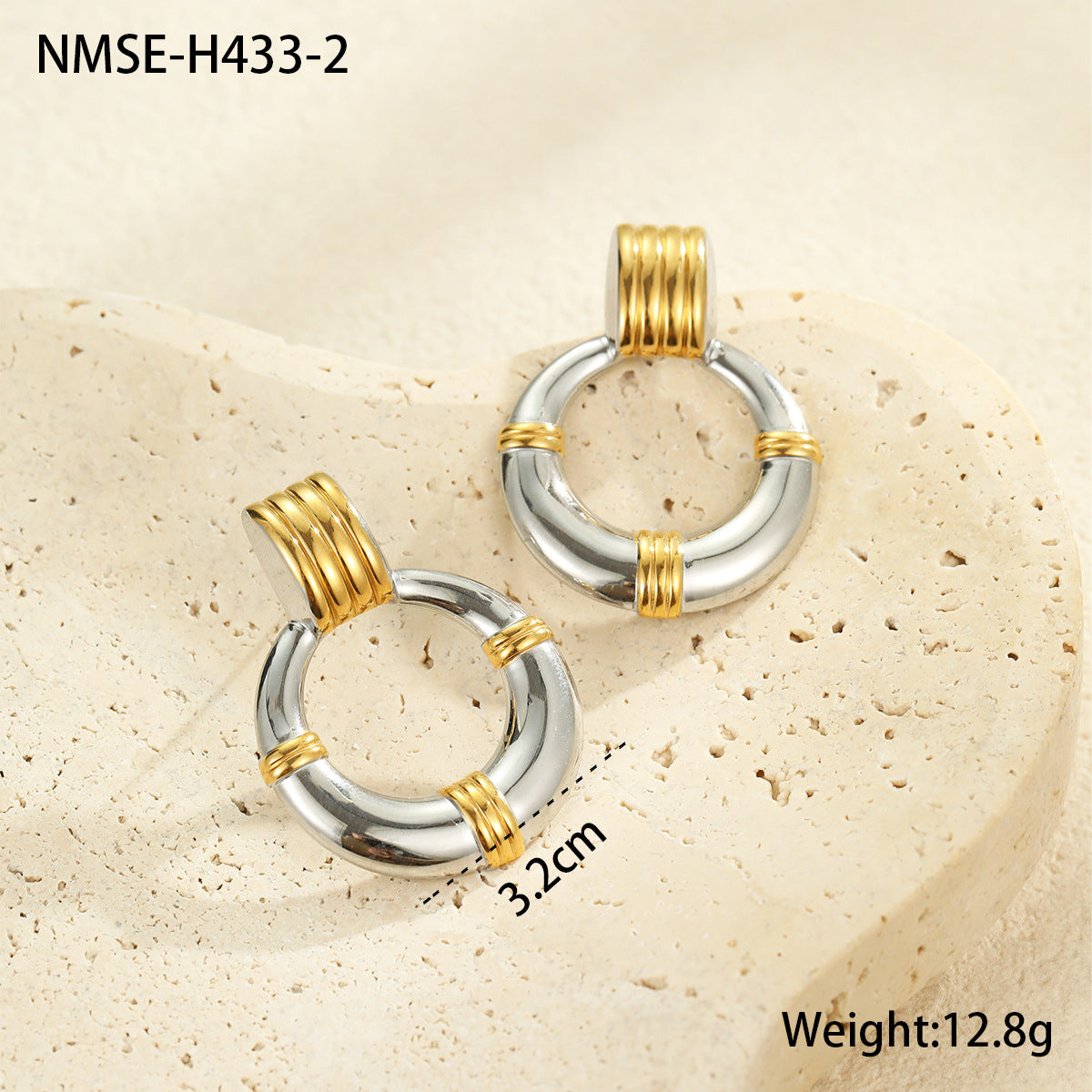 Orecchini a Cerchio Minimalisti Geometrici in Acciaio Inossidabile con Placcatura in Oro 18K da Donna
