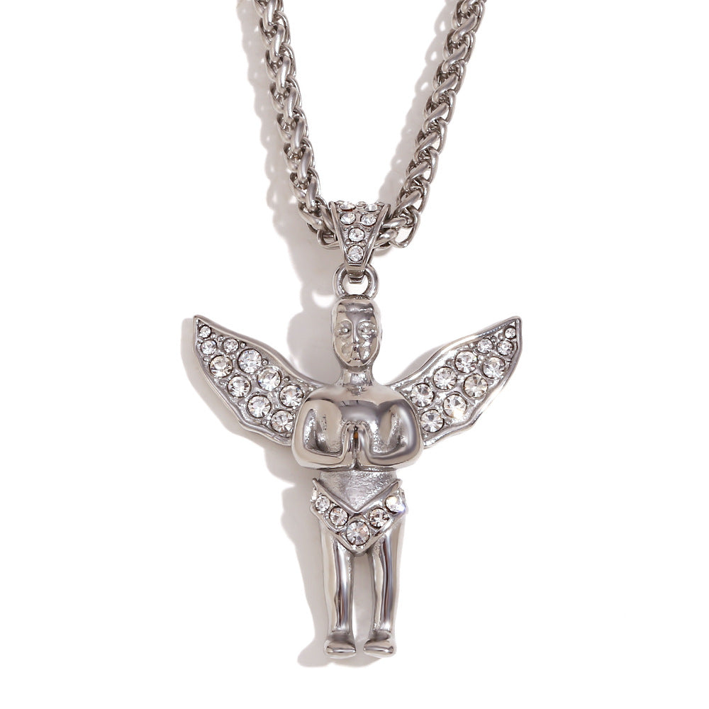 Minimalist Bird-Shaped Pendant Necklace for Women Stainless Steel with 18K Gold Plating