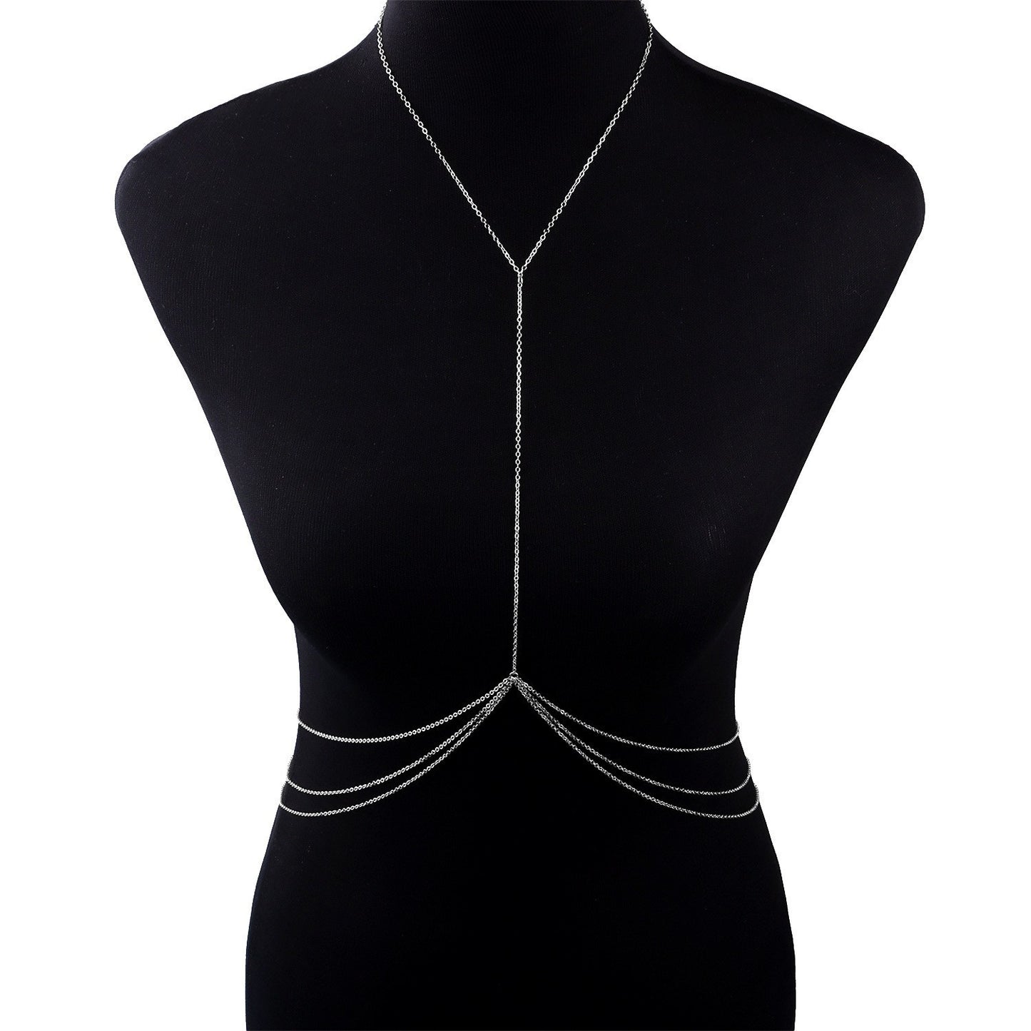 Women's Geometric Cross Chain Body Chain Three-Layer Adjustable Layered Necklace for Casual and Office Wear