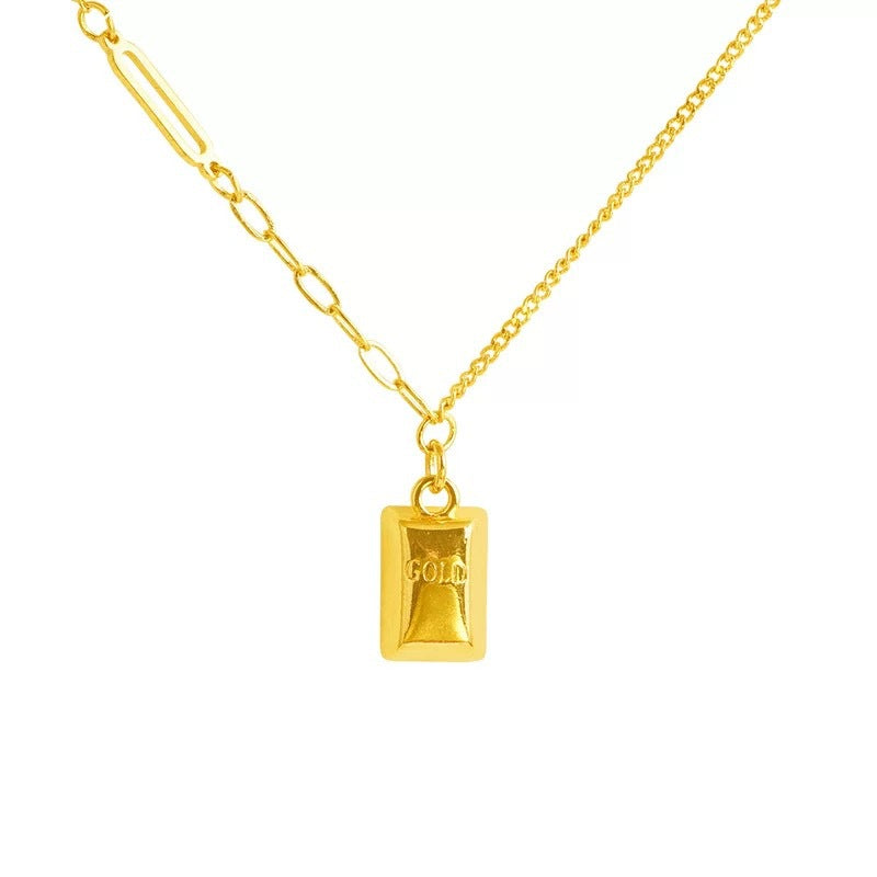 Minimalist Square Titanium Steel Plated Box Chain Necklace Unisex