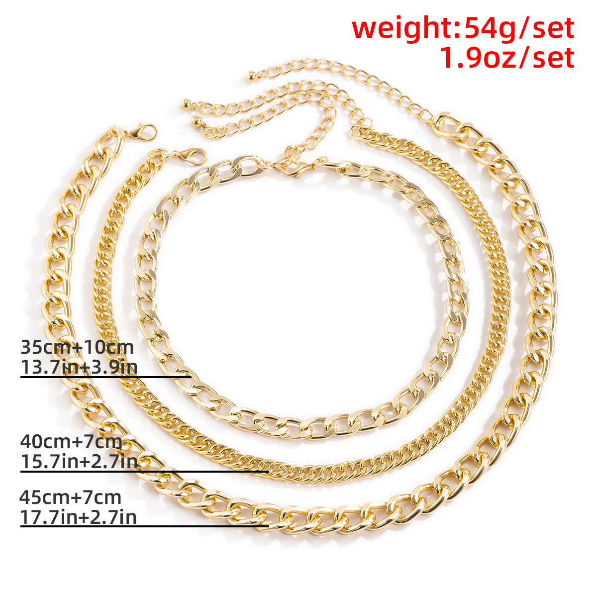Punk Hip-hop Geometric Multi-layer Curb Chain Necklace for Women