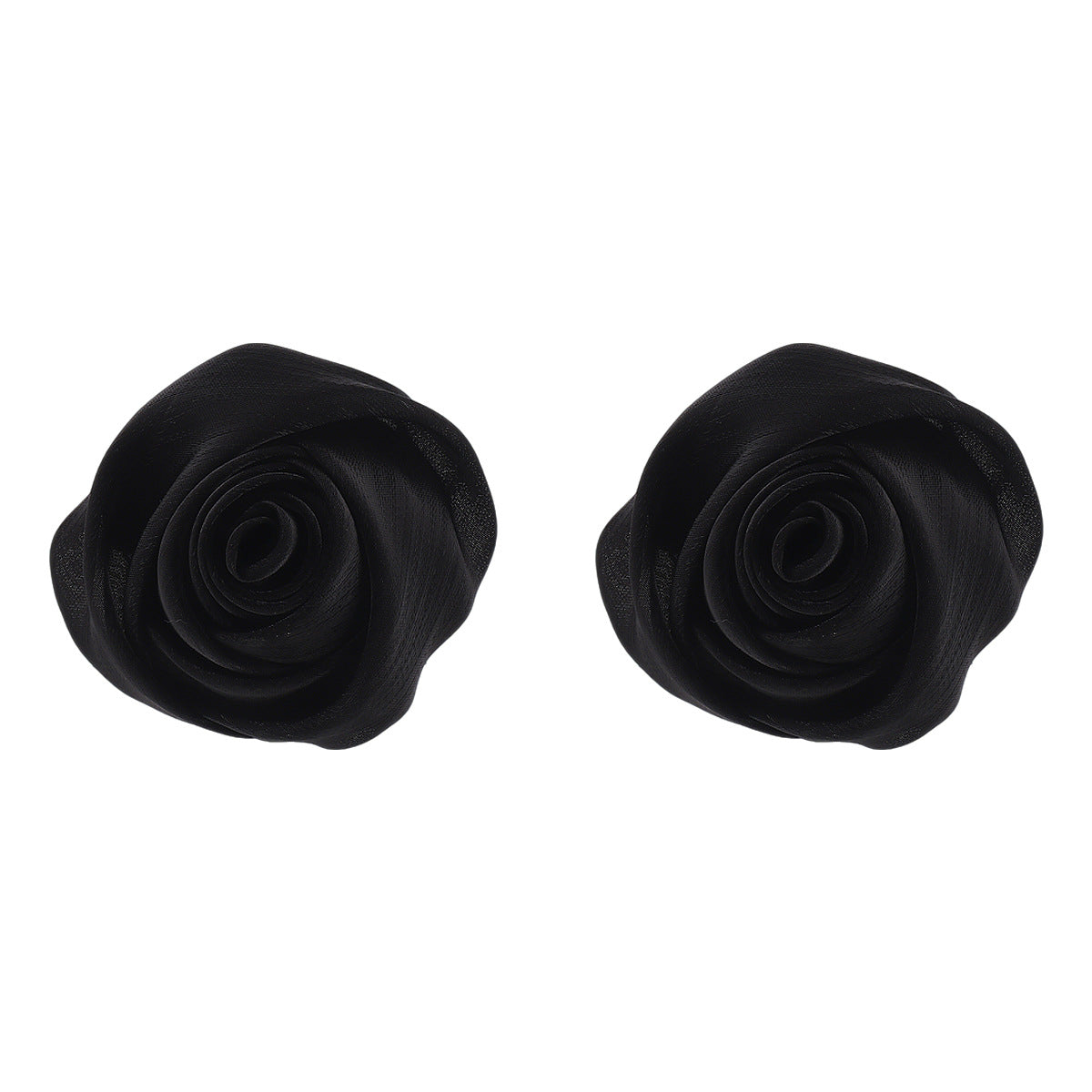 Pendientes de botón de rosa en 3D de estilo floral dulce y fresco con tela de organza y artesanía tejida a mano para mujer