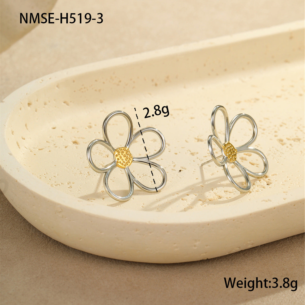 Luxury Vintage Style Hollow Flower Titanium Steel Ring and Stainless Steel Earrings for Women