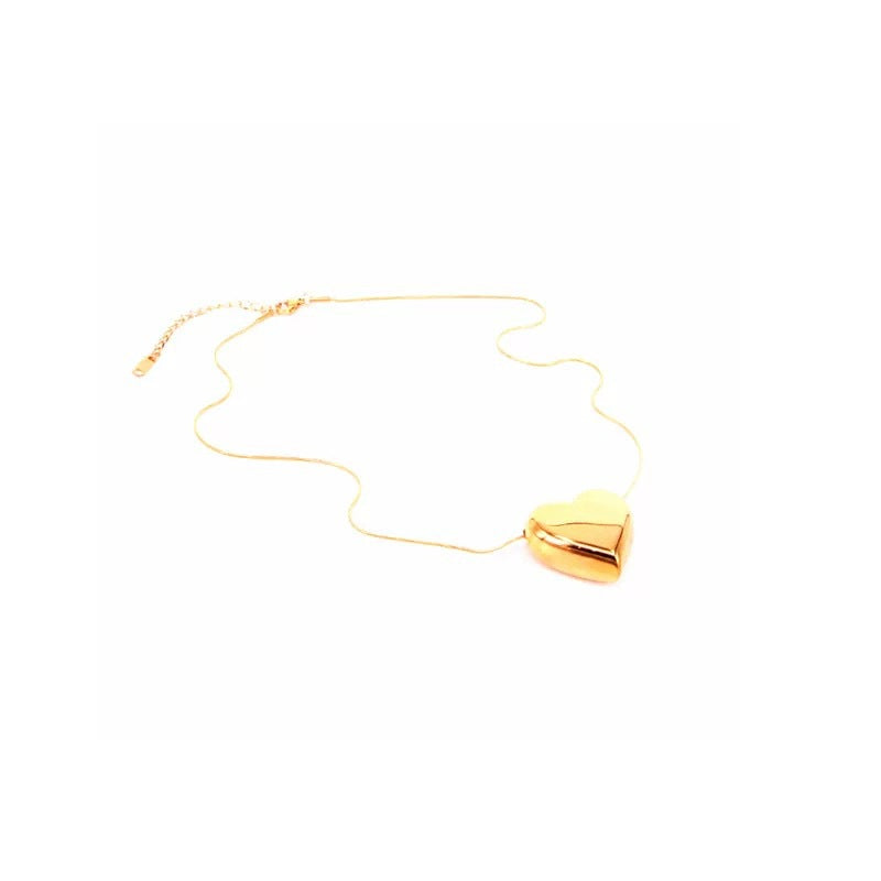 Minimalist 18K Rose Gold Plated Heart Titanium Steel Necklace for Women and Men