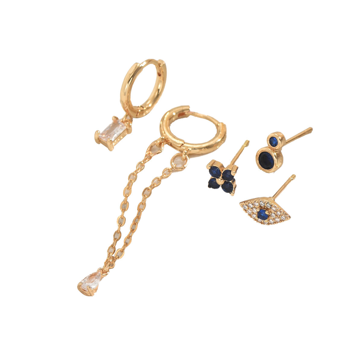 Pendientes de Tachuela Geométricos Minimalistas de Cobre con Incrustaciones de Circonita para Mujer, Conjunto de Pendientes de Moda listos para la Oficina