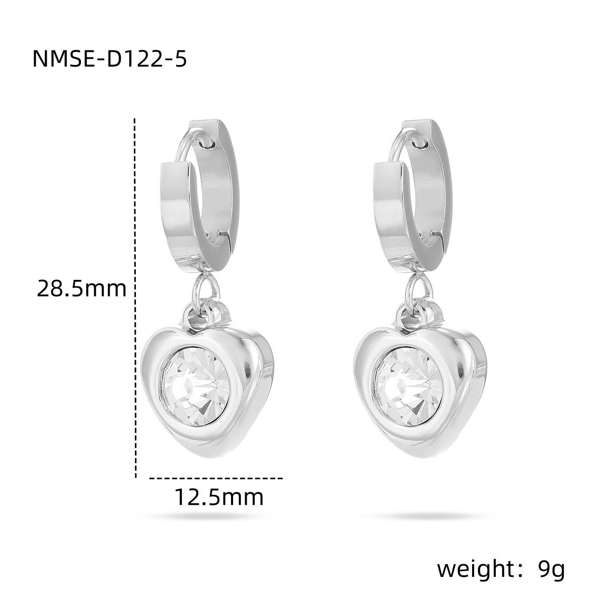 Fashion Geometric Heart 18K Gold Plated Stainless Steel Earrings for Women