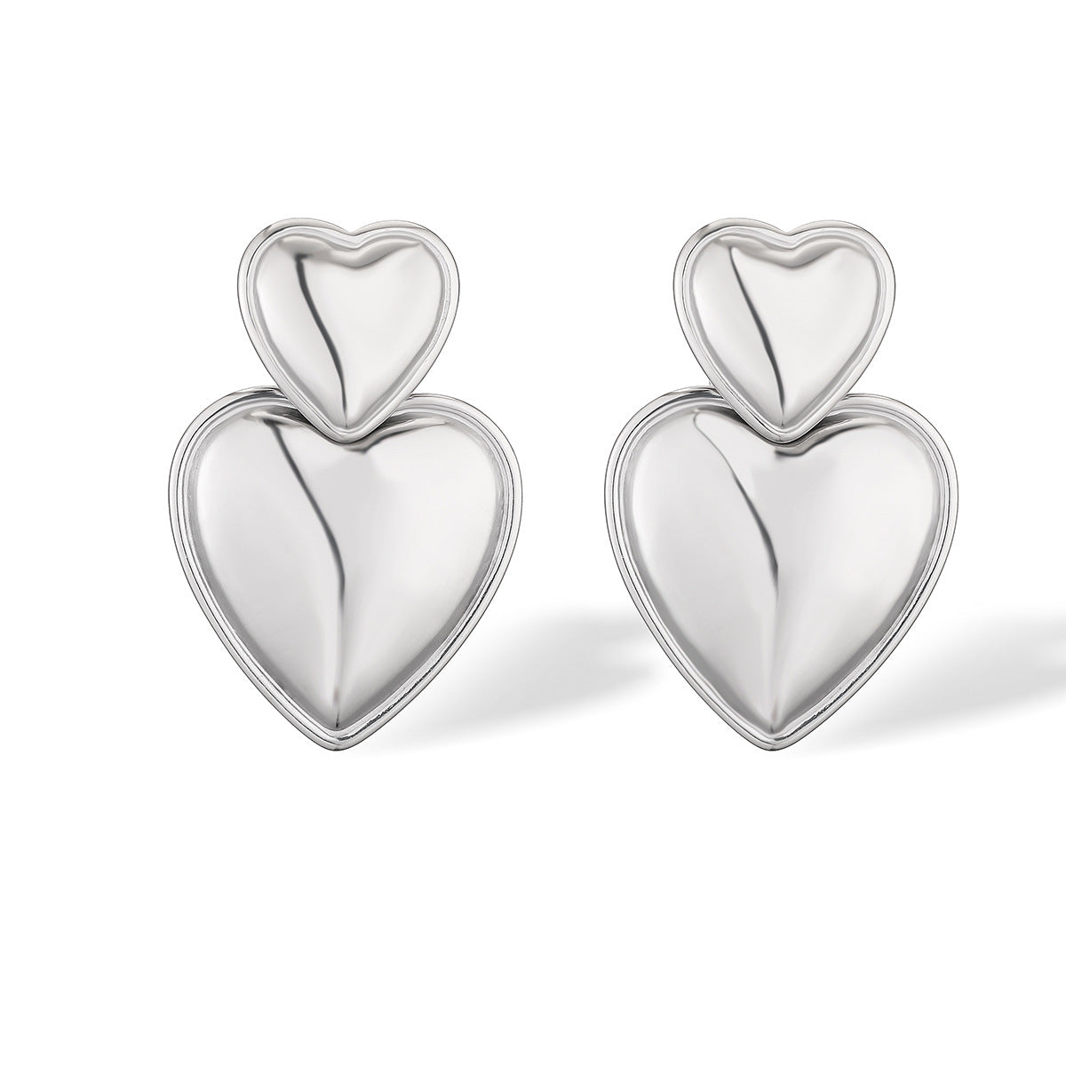 Orecchini minimalisti a cuore da donna in acciaio inossidabile lucidato con placcatura in oro