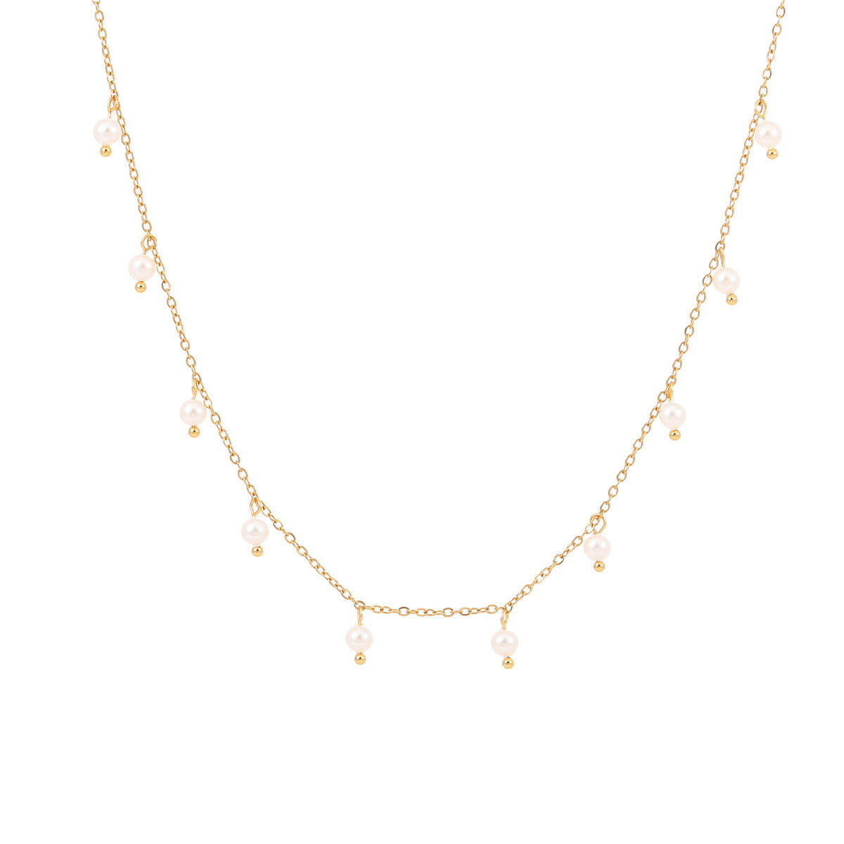 Collana con Ciondolo Geometrico Minimalista in Acciaio Inossidabile Placcato Oro 18K con Dettaglio Nappa da Donna
