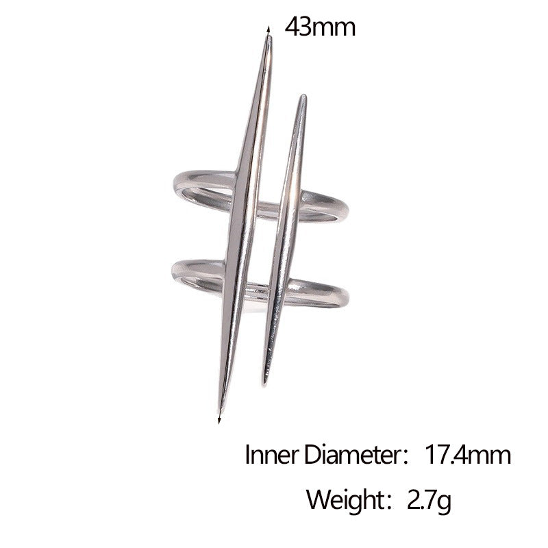 Anello Aperto Geometria Minimal Vintage in Acciaio Inossidabile Placcato Oro 18K con Design Irregolare per Donna