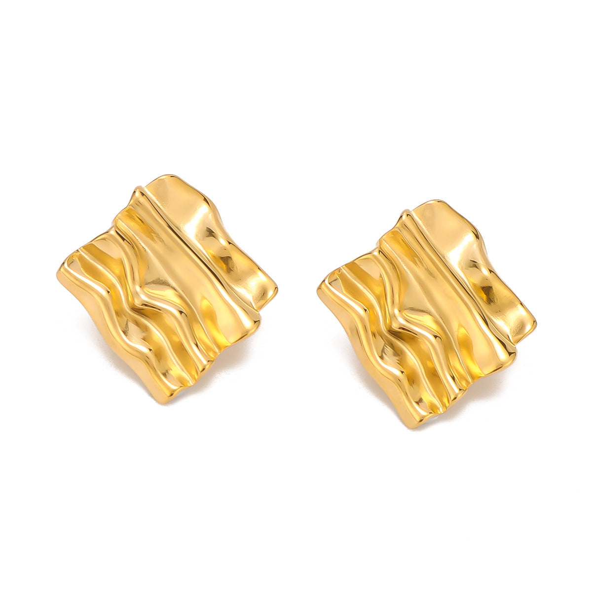 Minimalist Geometric Rhombus Stainless Steel Earrings with 18K Gold Plating for Women