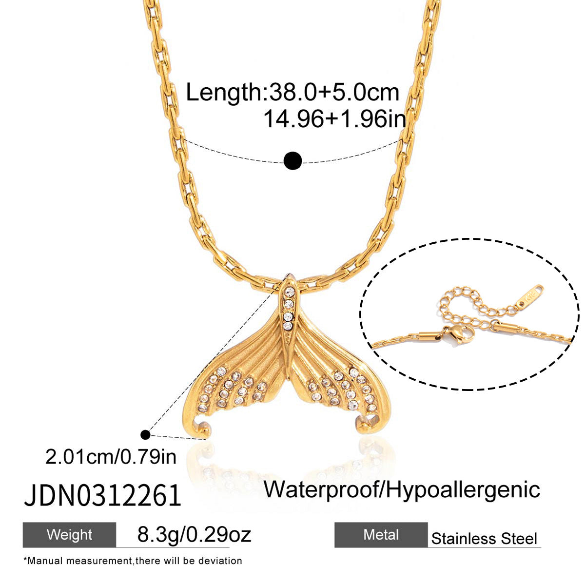 Minimalist Elegant Rhinestone Inlaid Titanium Steel Teardrop Pendant Stainless Steel Necklace and Earring Set for Women