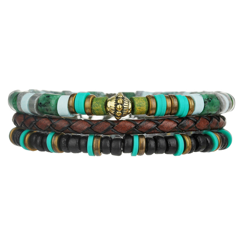 Handmade Turquoise Leather Bracelet Set